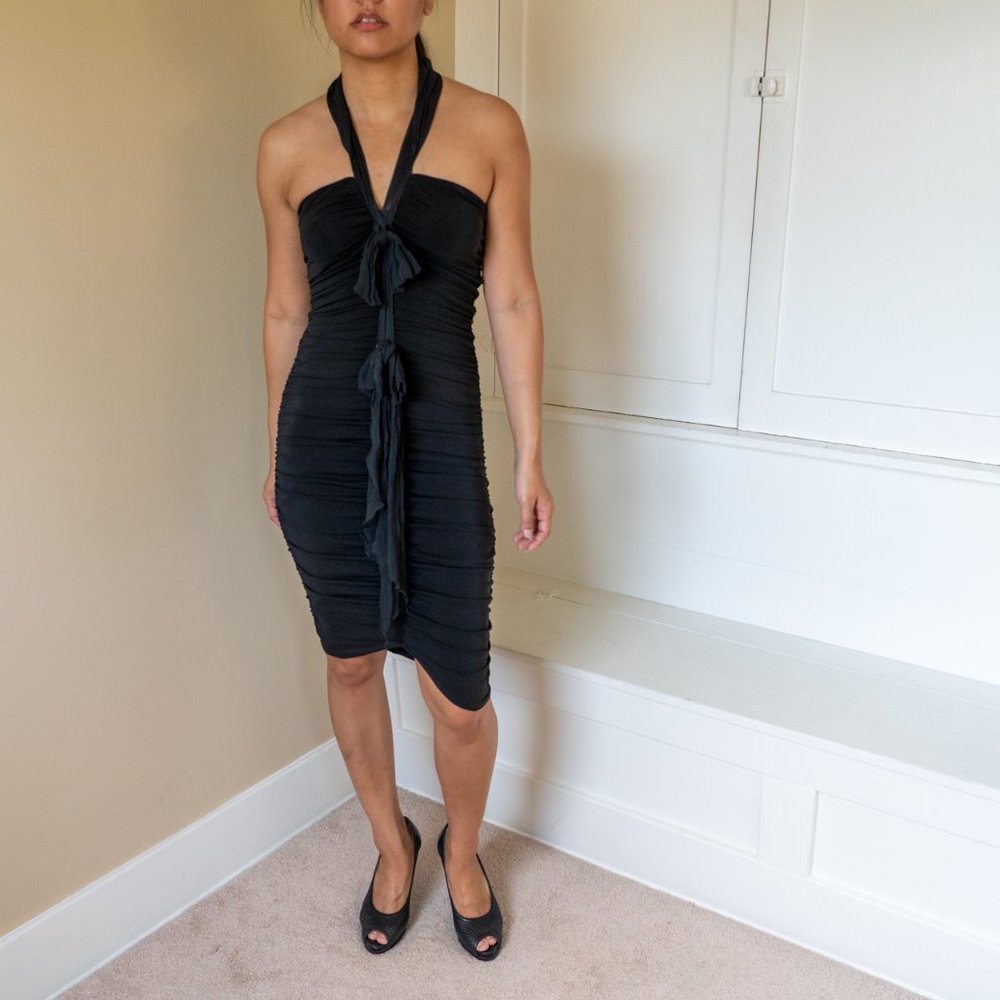 Mango Ruched Halter Dress